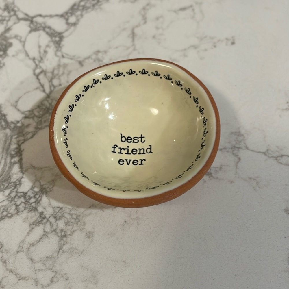 Best Friend Glazed Ceramic Pottery Trinket Dish